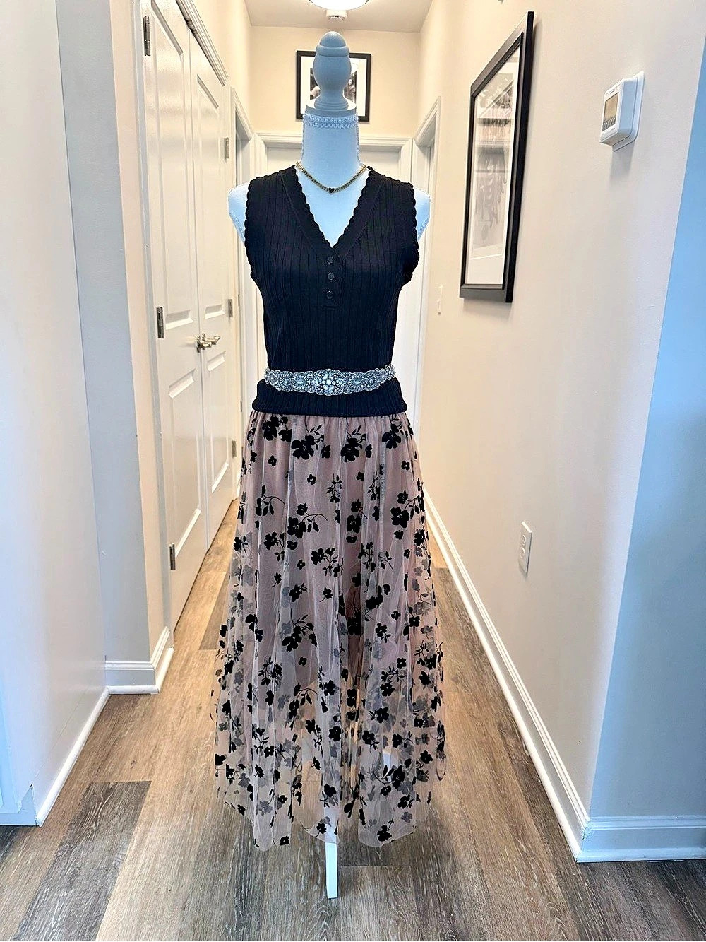 Floral Mesh Maxi Skirt